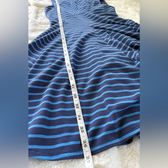 Peter Som Design Nation, Blue Sleeveless, V-neck Blue Striped Dress, size: 10 - Picture 7 of 8
